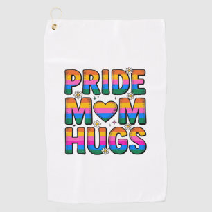 Pride Mom Hugs Vintage Rainbow Vector Design_1 Golf Towel
