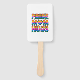 Pride Mom Hugs Vintage Rainbow Vector Design_1 Hand Fan