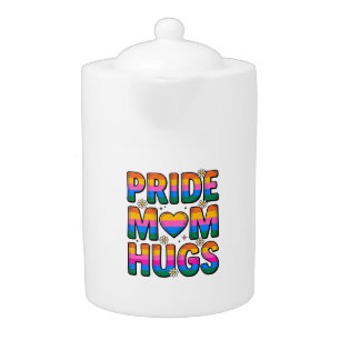 Pride Mom Hugs Vintage Rainbow Vector Design_1 Teapot
