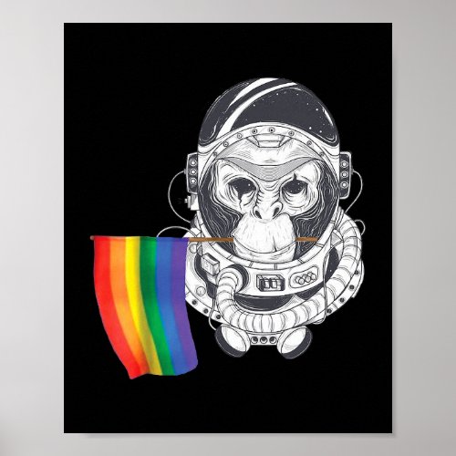 Pride Monkey Gay Rainbow Flag Gay LGBTQ LGBT Pride Poster