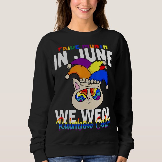 Pride Month 2022 Lgbt Q Jester Hat Rainbow Flag Ga Sweatshirt (Front)