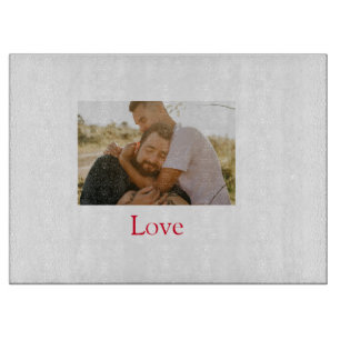 Pride month add gay couple photo name love LQBTQ Cutting Board