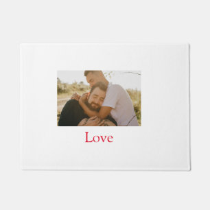 Pride month add gay couple photo name love LQBTQ  Doormat