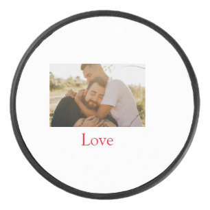 Pride month add gay couple photo name love LQBTQ Hockey Puck