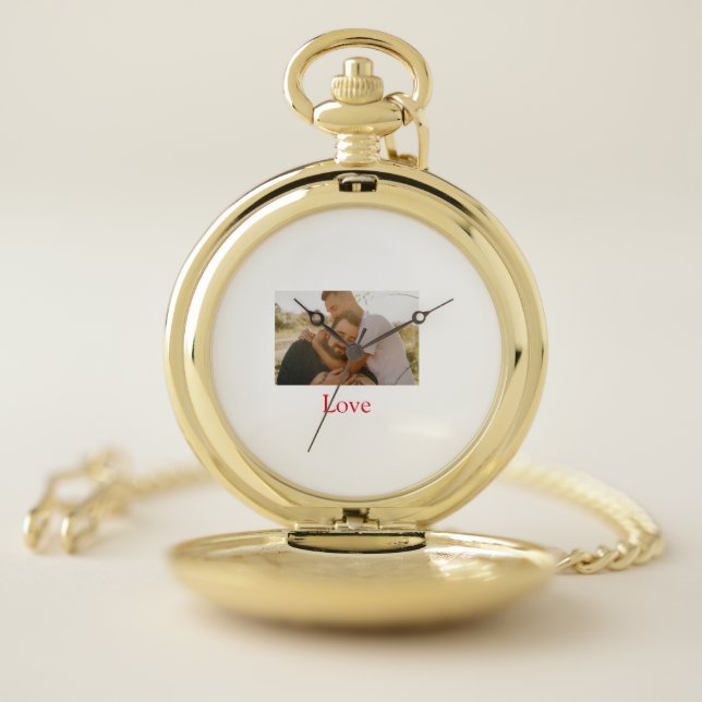 Pride month add gay couple photo name love LQBTQ  Pocket Watch (Inside)