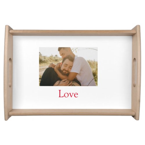 Pride month add gay couple photo name love LQBTQ  Serving Tray