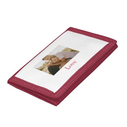 Pride month add gay couple photo name love LQBTQ  Trifold Wallet
