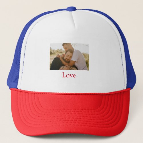 Pride month add gay couple photo name love LQBTQ  Trucker Hat
