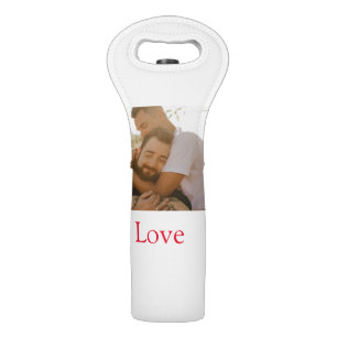 Pride month add gay couple photo name love LQBTQ Wine Bag