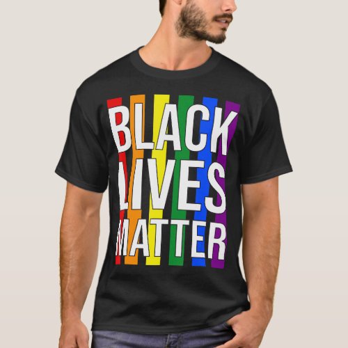 Pride Month BLM LGBT Rainbow Flag Proud T_Shirt