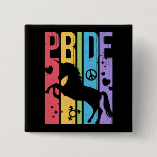 Pride Month Distressed Typography with Unicorn Button