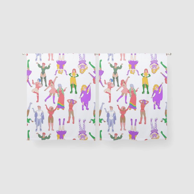 pride month drag queens lgbt transwomen sheer curtains (Pair)