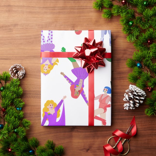 pride month drag queens lgbt transwomen wrapping paper (Holiday Gift)