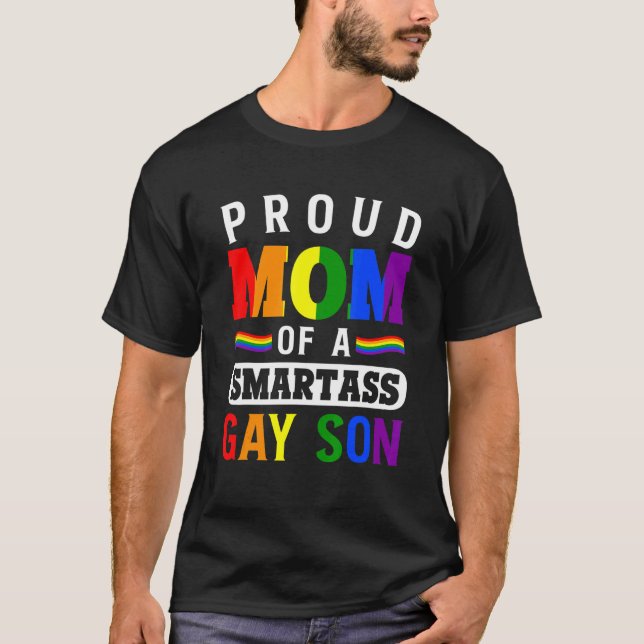 Pride Month Lgbt Flag Gay Proud Mom Of A Smartass  T-Shirt (Front)