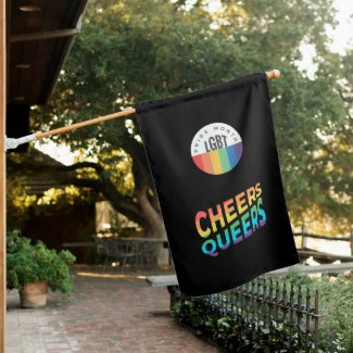 Pride  month  LGBT with rainbow Cheers Queer House Flag