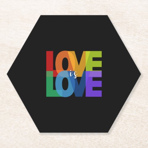 Pride Month Love is Love for LGBTQ Minimalist      Paper Coaster