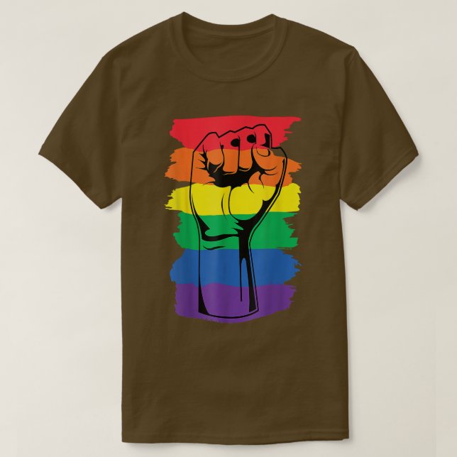Pride Month Merch LGBT Rainbow Fist LGBTQ Gay Prid T-Shirt (Design Front)