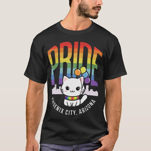 Pride Month Phoenix City Arizona USA Rainbow Flag  T-Shirt (Front)