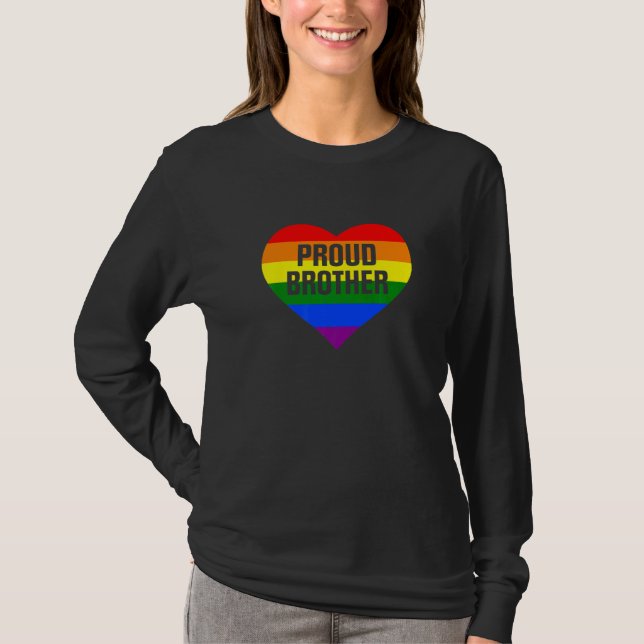 Pride Month Proud Brother Lgbt Rainbow Flag T-Shirt (Front)