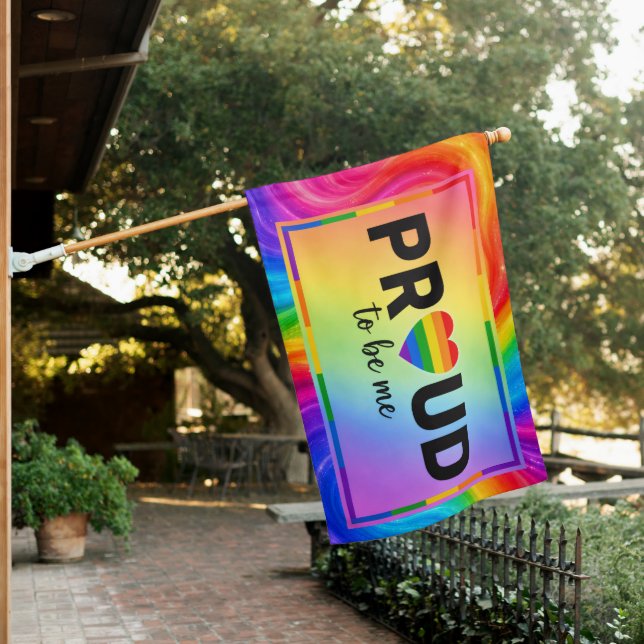 Pride Month Proud To Be Me Rainbow  House Flag (In SItu)