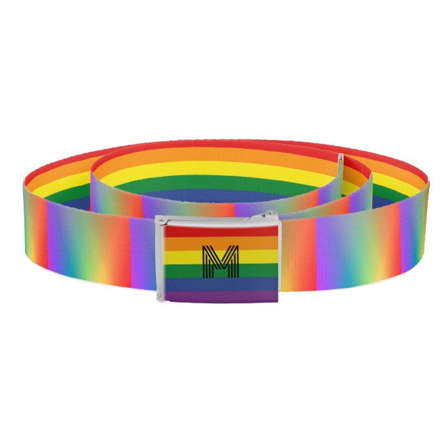 Pride month rainbow flag Colorful stripes LGBT gay Belt (Coil)