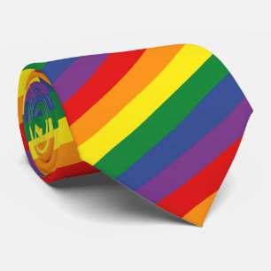 Pride month rainbow flag Colorful stripes LGBT gay Neck Tie