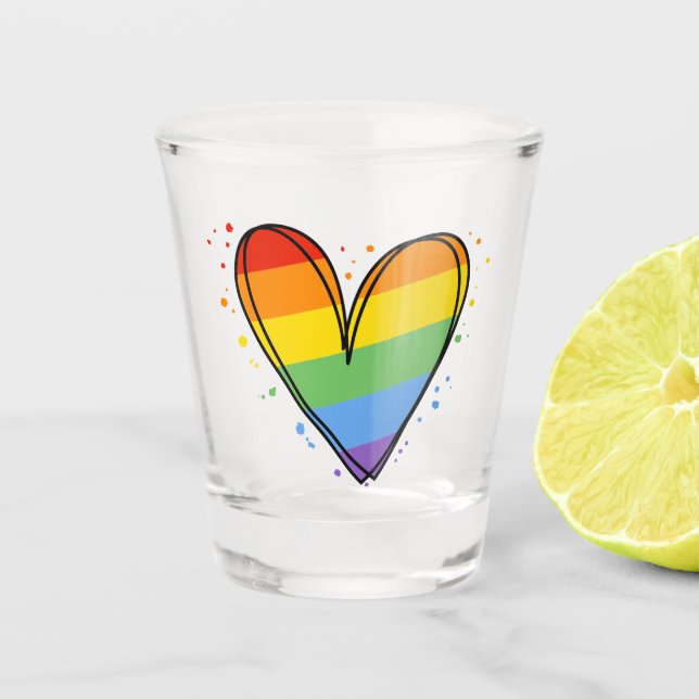 Pride Month Rainbow LGBTQ Love Shot Glass (Front)