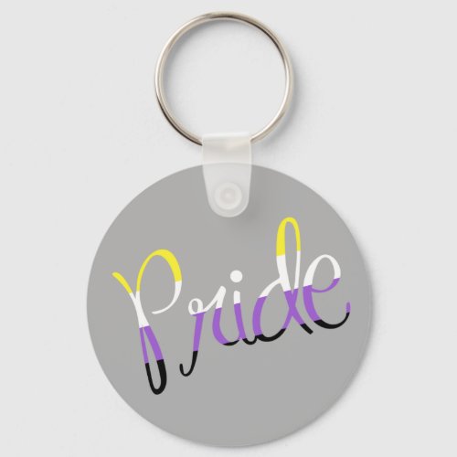 PRIDE Nonbinary LGBT Button Keychain