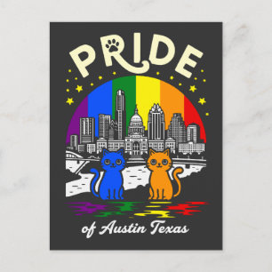 Pride of Austin City Texas Cats Rainbow Flag Postcard