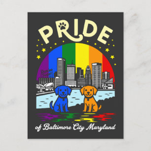 Pride of Baltimore City Maryland Dogs Rainbow Flag Postcard