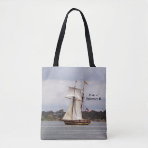Pride of Baltimore II all over tote bag