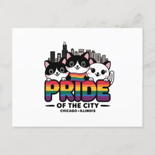 Pride of Chicago City Illinois USA Rainbow Flag Postcard