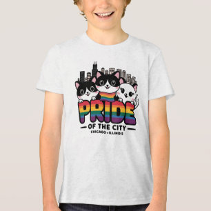 Pride of Chicago City Illinois USA Rainbow Flag Tri-Blend Shirt