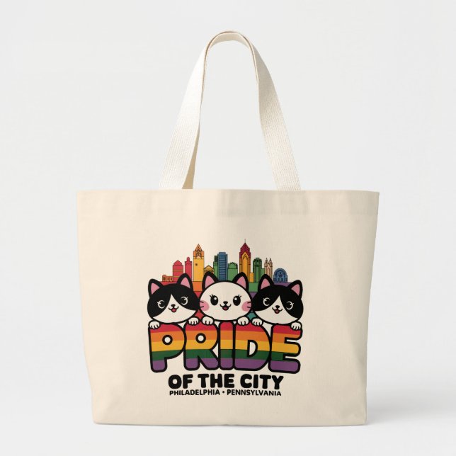 Pride of Philadelphia City Pennsylvania USA Rainbo Large Tote Bag (Front)