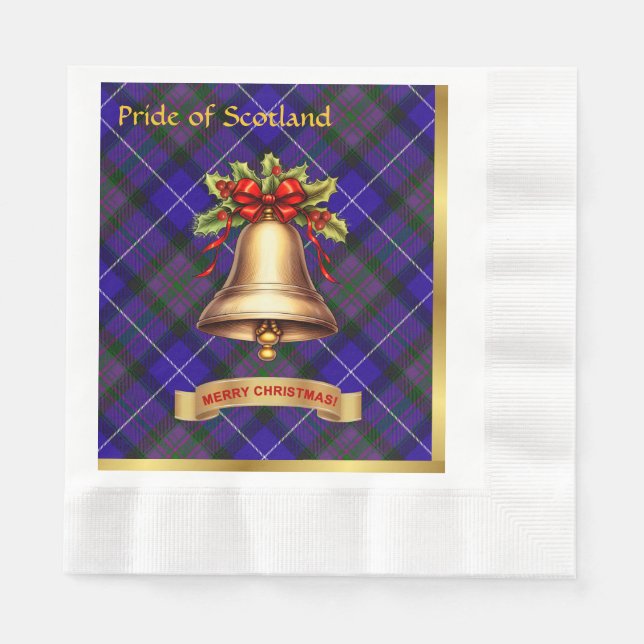 Pride of Scotland Personalized Tartan Christmas Napkins (Front)