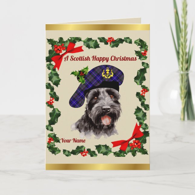 Pride of Scotland Scottie Dog Personalized Xmas Card (Front)