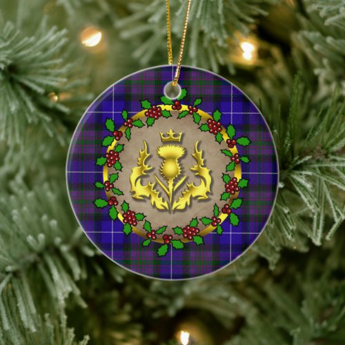 Pride of Scotland Tartan Personalized Christmas Ceramic Ornament