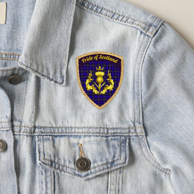 Pride of Scotland Tartan w/Crowned Thistle Shield Patch (On Jacket)