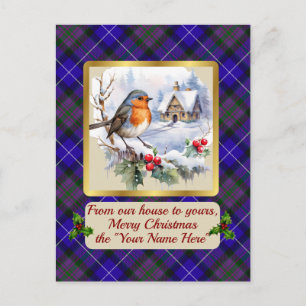 Pride of Scotland Tartan w/Robin Personalized Holiday Postcard