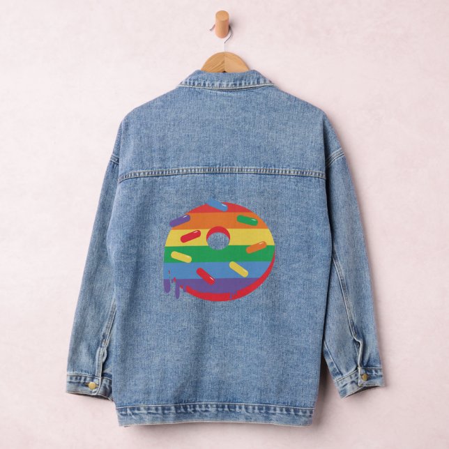 Pride of the LGBT community. Rainbow donut Denim Jacket (Hangar)