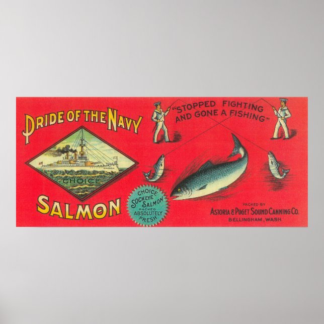 Pride of the Navy Salmon Can Label Poster (Front)