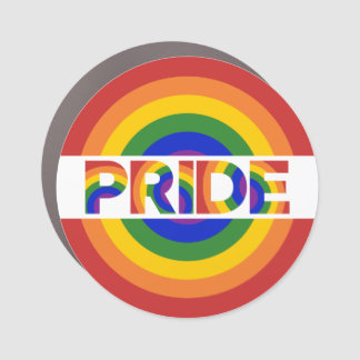 Pride on Rainbow Bullseye Car Magnet