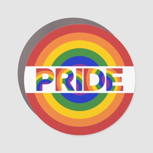 Pride on Rainbow Bullseye Car Magnet (Front)