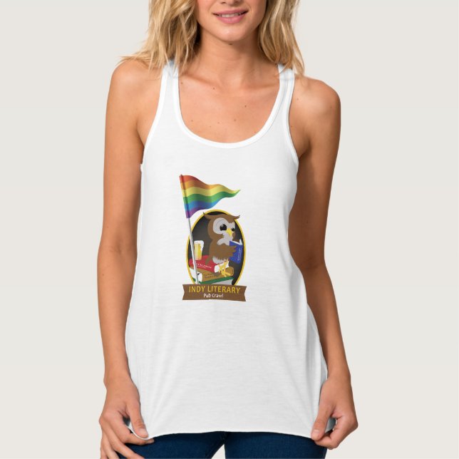 Pride Owl Flag Flowy Racerback Tank Top (Front)