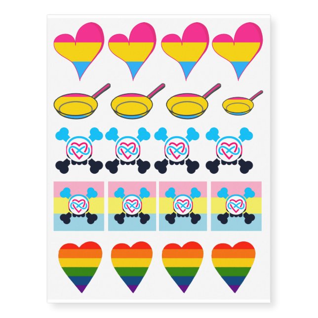 Pride - Pansexual Polyamorous - Temporary Tattoos (Front)