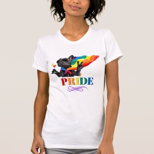 Pride Party Dog in Rainbow Cape T_Shirt