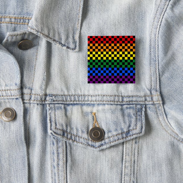 Pride Patterns | Rainbow Checkers Button (In Situ)