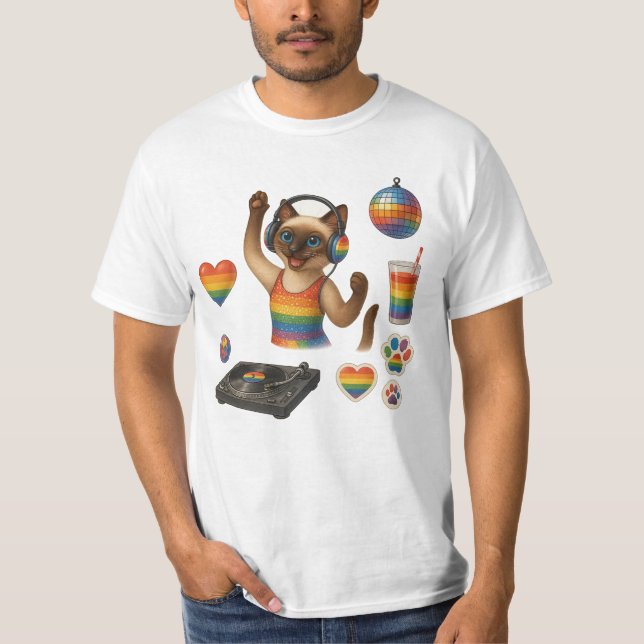 Pride Paws Cat-inspired Pride LGBTQ T-Shirt (Front)