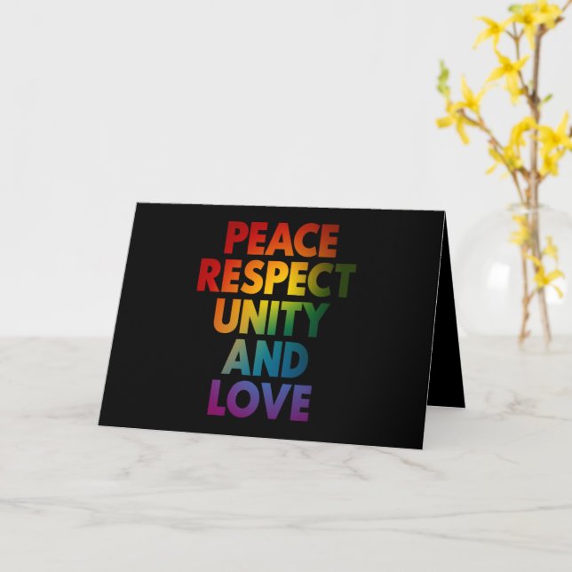 Pride Peace Respect Unity And Love  Card (Yellow Flower)