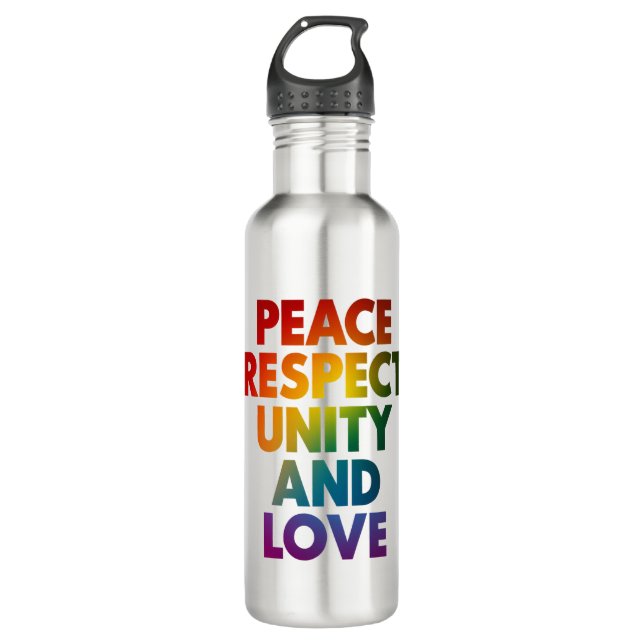 Pride Peace Respect Unity And Love  Stainless Steel Water Bottle (Front)
